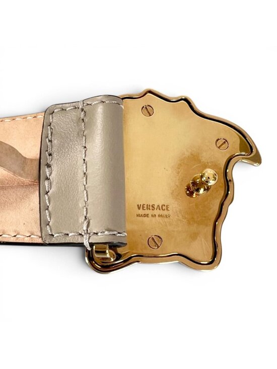 Versace Medusa Buckle Leather Belt Ivory Gold main image 8